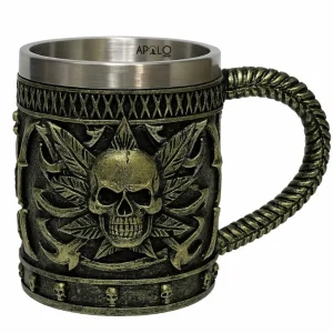 Vaso Taza Mug Calavera Metalica Estilo Pirata Coleccionable