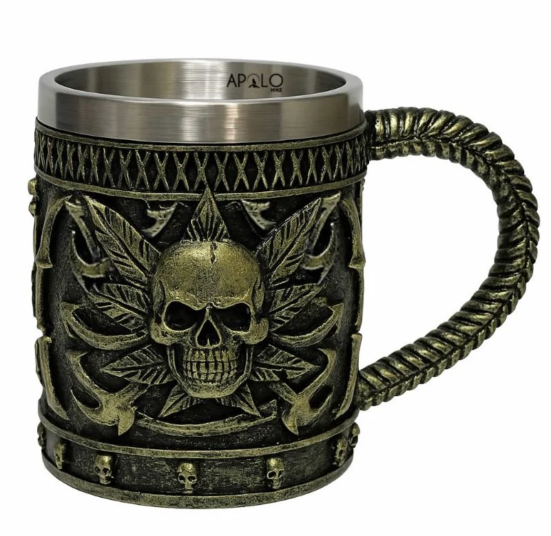 Vaso Taza Mug Calavera Metalica Estilo Pirata Coleccionable