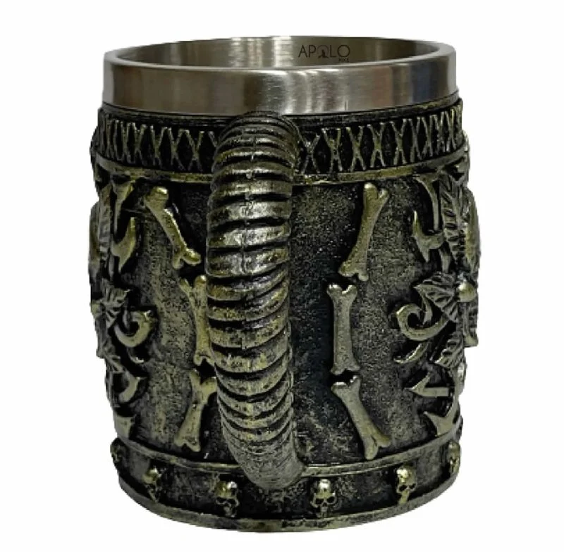 Vaso Taza Mug Calavera Metalica Estilo Pirata Coleccionable