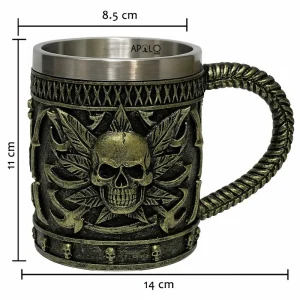 Vaso Taza Mug Calavera Metalica Estilo Pirata Coleccionable