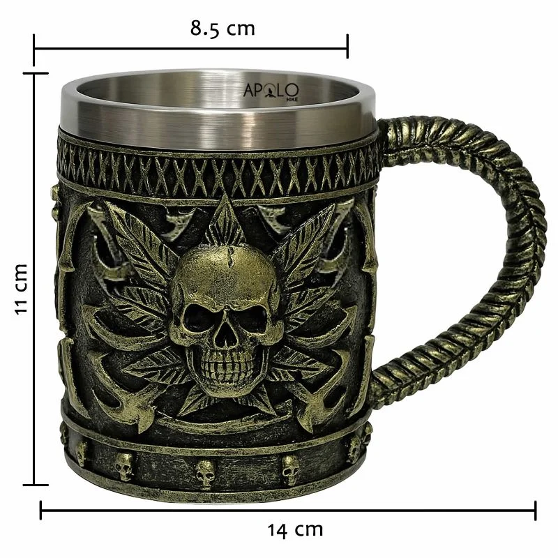 Vaso Taza Mug Calavera Metalica Estilo Pirata Coleccionable