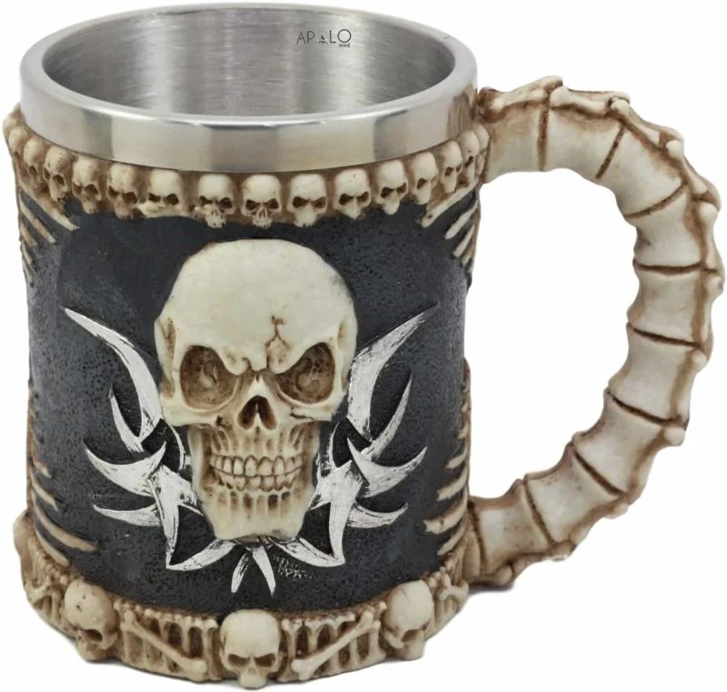 Vaso Taza Mug Calavera Punk Tribal Gotica Acero Coleccionable