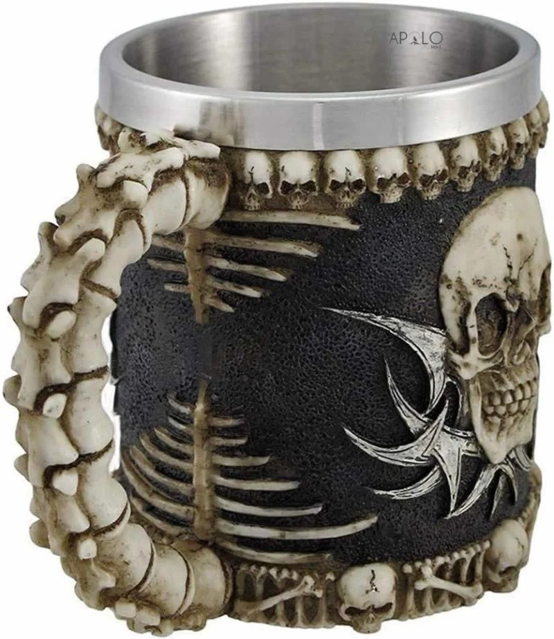 Vaso Taza Mug Calavera Punk Tribal Gotica Acero Coleccionable