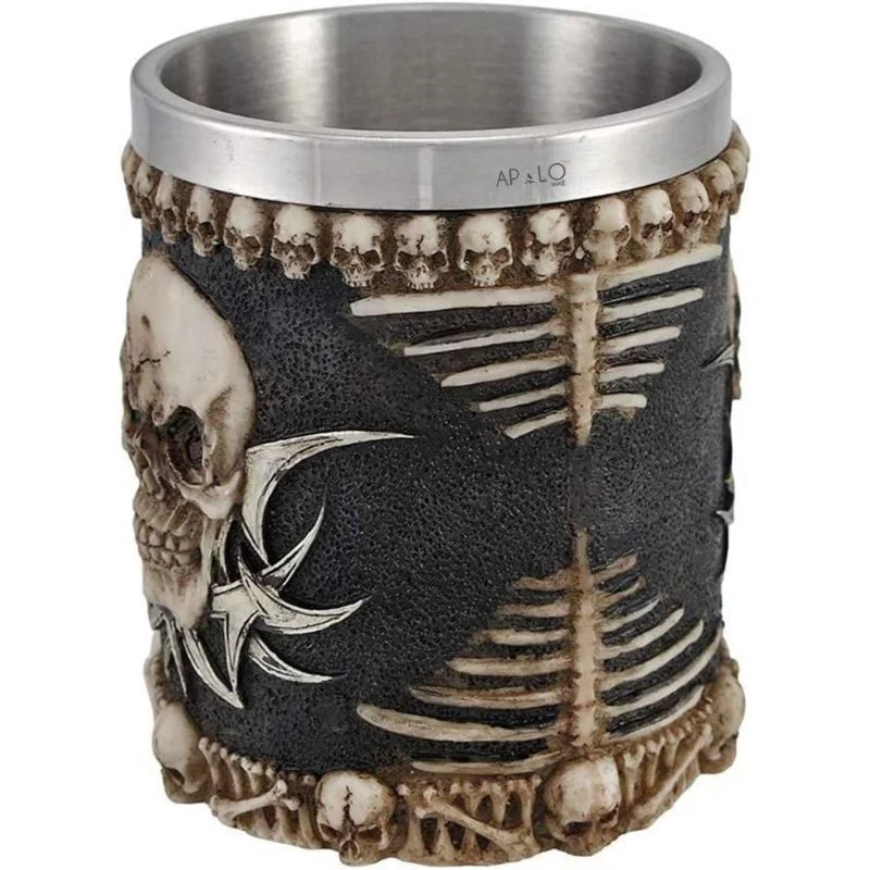 Vaso Taza Mug Calavera Punk Tribal Gotica Acero Coleccionable