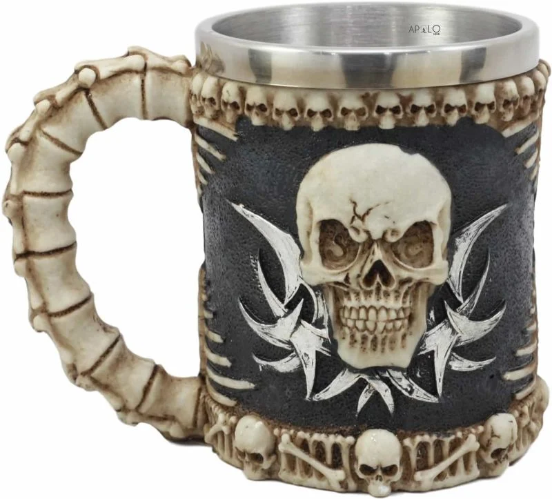 Vaso Taza Mug Calavera Punk Tribal Gotica Acero Coleccionable