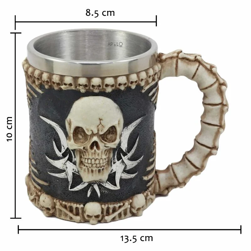 Vaso Taza Mug Calavera Punk Tribal Gotica Acero Coleccionable