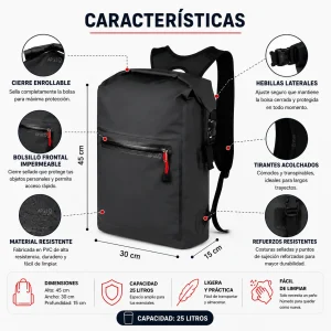 Bolsa Seca Impermeable 25L Mochila Bolso Doble Correa Tula