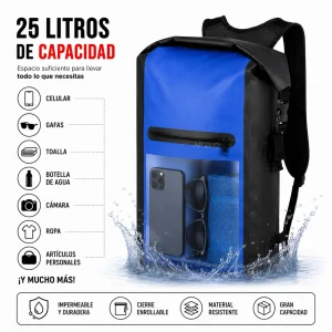 Bolsa Seca Impermeable 25L Mochila Bolso Doble Correa Tula