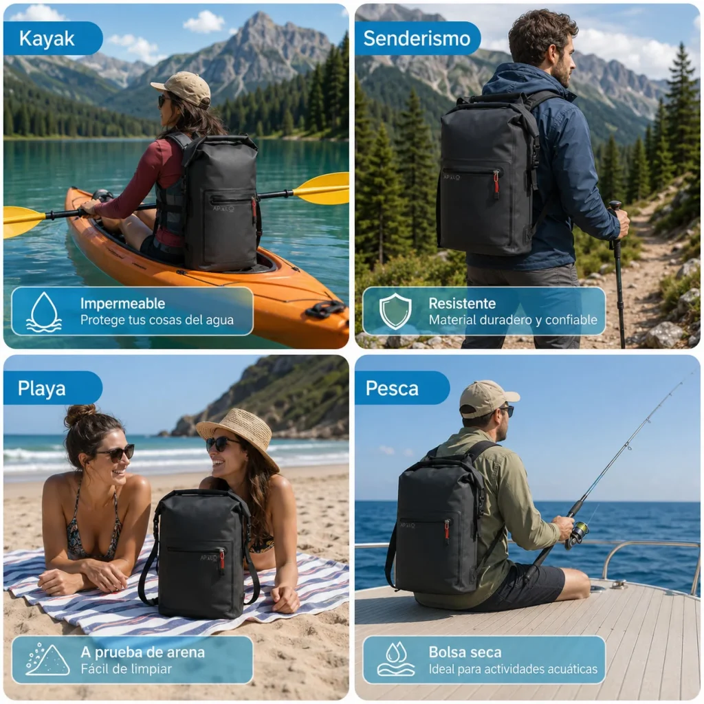 Bolsa Seca Impermeable 25L Mochila Bolso Doble Correa Tula