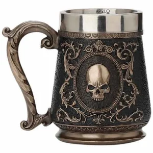 Vaso Taza Mug Decorativo Calavera Gótica Acero Coleccionable