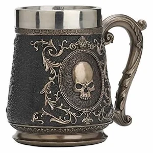 Vaso Taza Mug Decorativo Calavera Gótica Acero Coleccionable