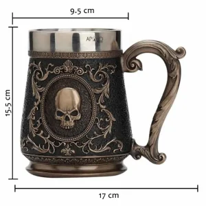 Vaso Taza Mug Decorativo Calavera Gótica Acero Coleccionable