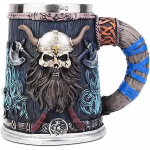Vaso Taza Mug Decorativo Craneo Guerrero Vikingo Coleccionable
