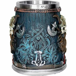 Vaso Taza Mug Decorativo Craneo Guerrero Vikingo Coleccionable