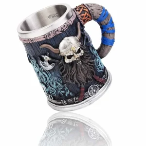 Vaso Taza Mug Decorativo Craneo Guerrero Vikingo Coleccionable