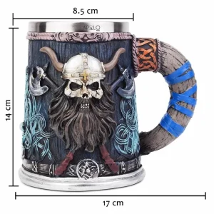 Vaso Taza Mug Decorativo Craneo Guerrero Vikingo Coleccionable