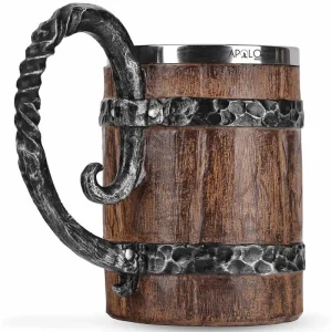 Vaso Mug Jarra Barril Cerveza Estilo Medieval Coleccionable