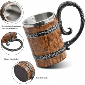 Vaso Mug Jarra Barril Cerveza Estilo Medieval Coleccionable