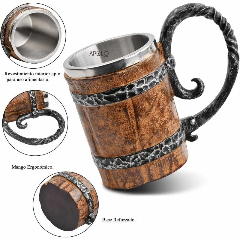 Vaso Mug Jarra Barril Cerveza Estilo Medieval Coleccionable