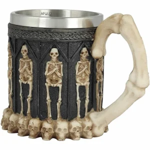 Vaso Taza Mug Decorativo Esqueletos Calaveras Acero Coleccionable