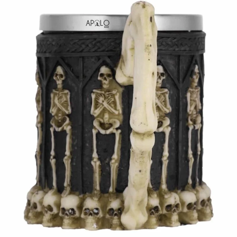 Vaso Taza Mug Decorativo Esqueletos Calaveras Acero Coleccionable