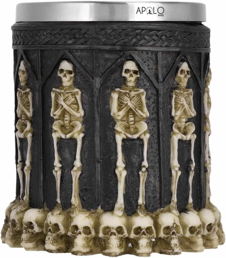Vaso Taza Mug Decorativo Esqueletos Calaveras Acero Coleccionable