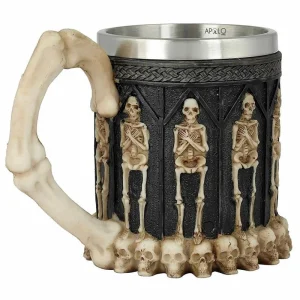 Vaso Taza Mug Decorativo Esqueletos Calaveras Acero Coleccionable