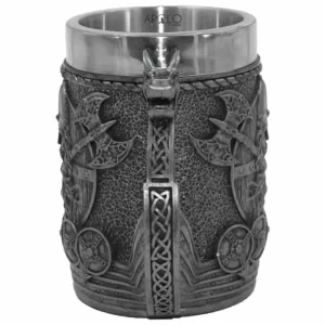 Vaso Taza Mug Vikingo Medieval Mango De Dragon Acero Inoxidable