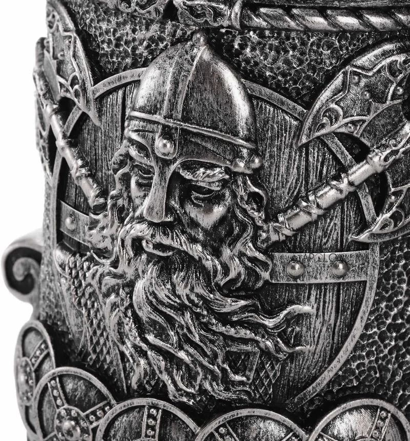 Vaso Taza Mug Vikingo Medieval Mango De Dragon Acero Inoxidable