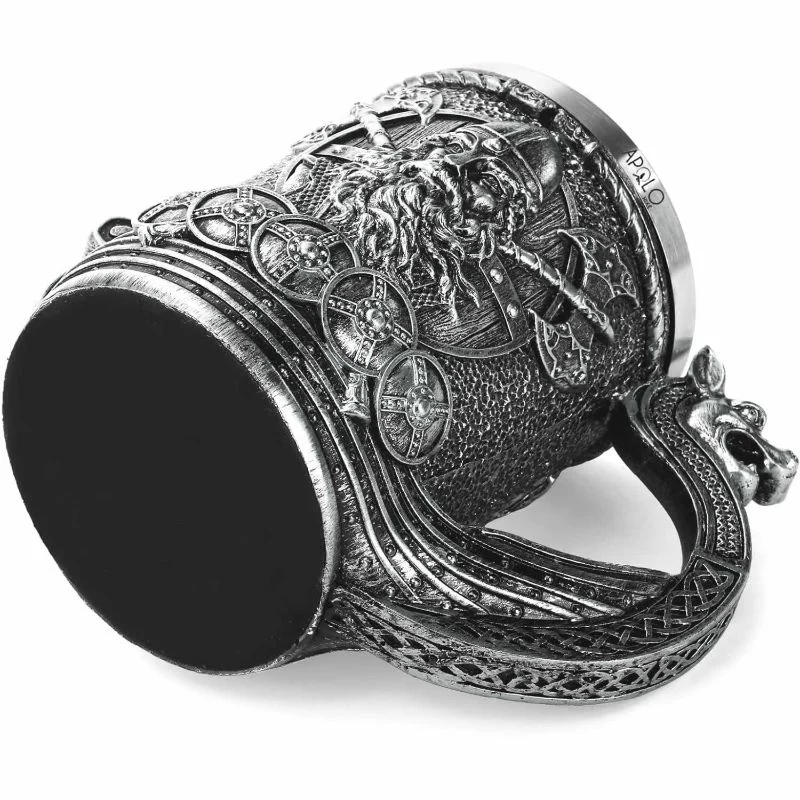 Vaso Taza Mug Vikingo Medieval Mango De Dragon Acero Inoxidable