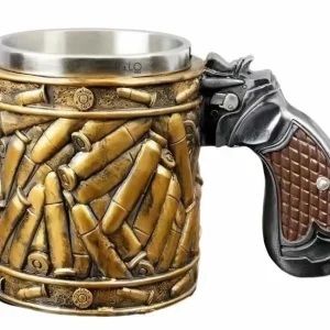 Vaso Taza Mug Decorativo Diseño Militar Balas Acero Coleccionable