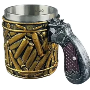 Vaso Taza Mug Decorativo Diseño Militar Balas Acero Coleccionable