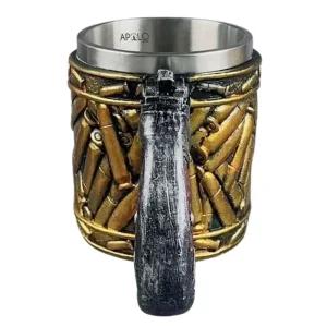 Vaso Taza Mug Decorativo Diseño Militar Balas Acero Coleccionable