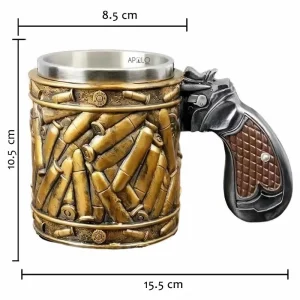 Vaso Taza Mug Decorativo Diseño Militar Balas Acero Coleccionable