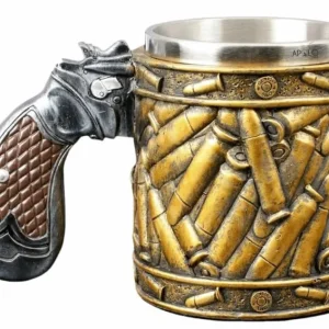 Vaso Taza Mug Decorativo Diseño Militar Balas Acero Coleccionable