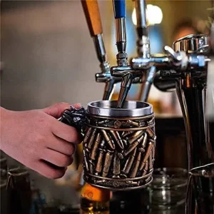 Vaso Taza Mug Decorativo Diseño Militar Balas Acero Coleccionable