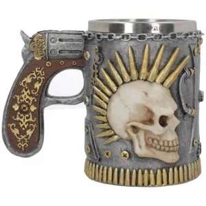 Vaso Taza Mug Decorativo Calavera Punk Acero Coleccionable