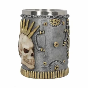 Vaso Taza Mug Decorativo Calavera Punk Acero Coleccionable