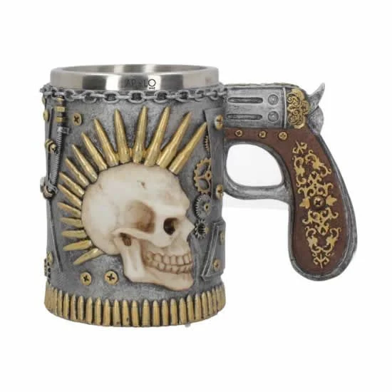 Vaso Taza Mug Decorativo Calavera Punk Acero Coleccionable