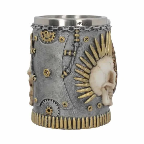 Vaso Taza Mug Decorativo Calavera Punk Acero Coleccionable