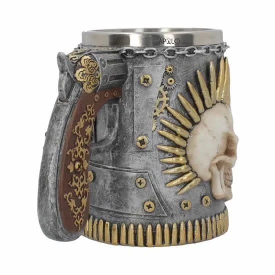 Vaso Taza Mug Decorativo Calavera Punk Acero Coleccionable
