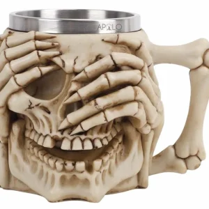 Vaso Taza Mug Decorativo Calavera Con Manos Esqueleto Coleccionable