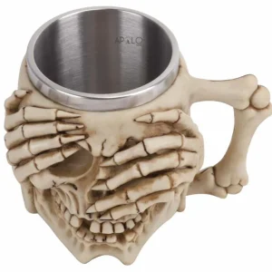 Vaso Taza Mug Decorativo Calavera Con Manos Esqueleto Coleccionable