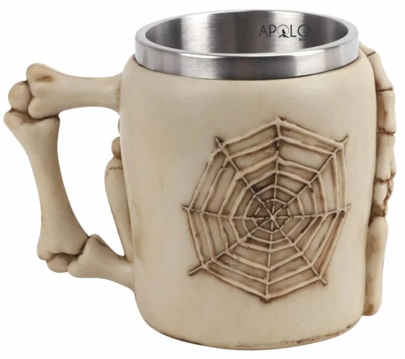 Vaso Taza Mug Decorativo Calavera Con Manos Esqueleto Coleccionable