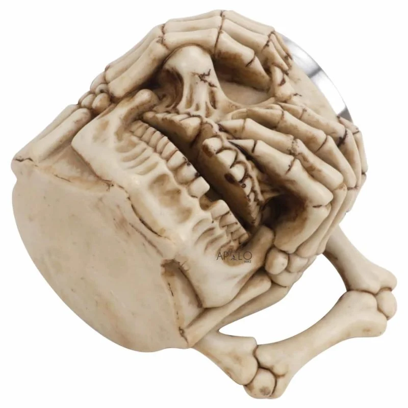 Vaso Taza Mug Decorativo Calavera Con Manos Esqueleto Coleccionable