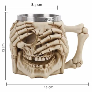 Vaso Taza Mug Decorativo Calavera Con Manos Esqueleto Coleccionable