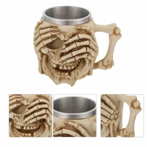 Vaso Taza Mug Decorativo Calavera Con Manos Esqueleto Coleccionable