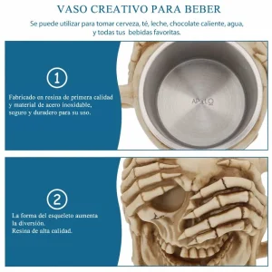 Vaso Taza Mug Decorativo Calavera Con Manos Esqueleto Coleccionable