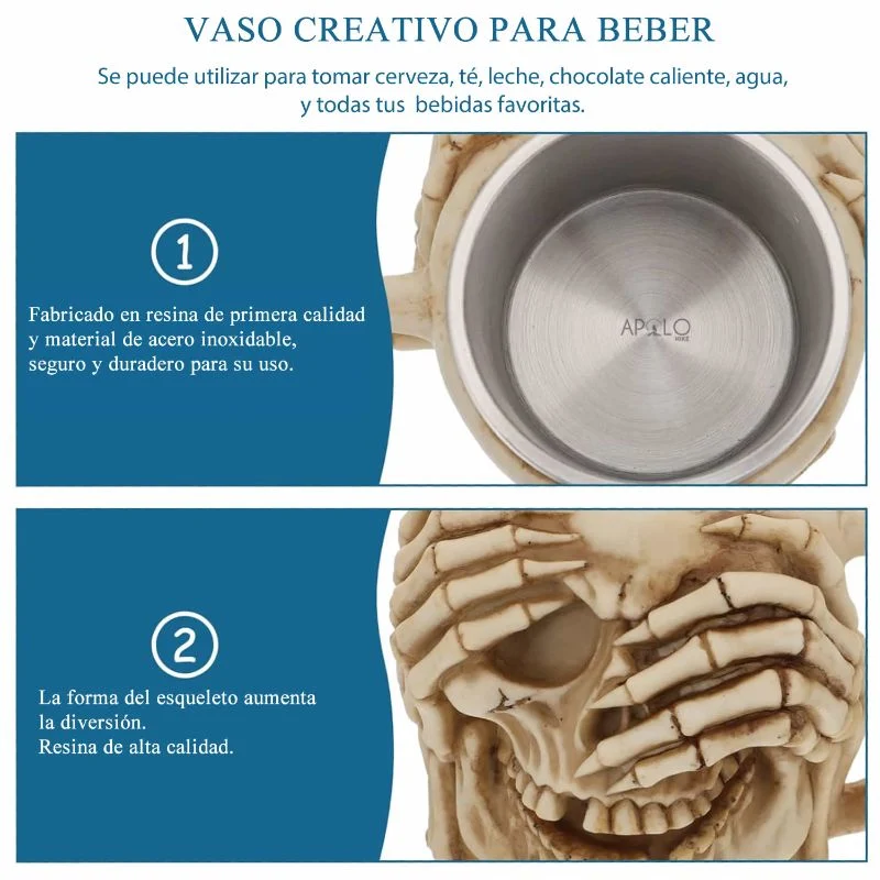 Vaso Taza Mug Decorativo Calavera Con Manos Esqueleto Coleccionable
