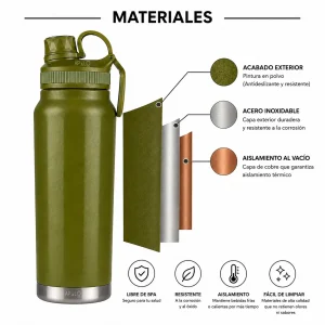 Termo Botella Térmico Acero Inoxidable 1000 ml Antiderrame